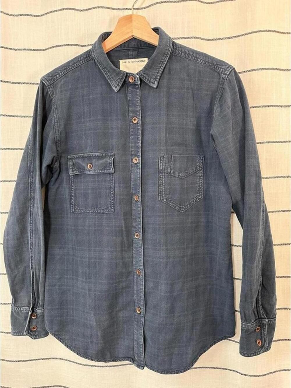 Rag & Bone Jean Blue Button-Down Shirt Size S Country-Coded Minimalist - Picture 2 of 12